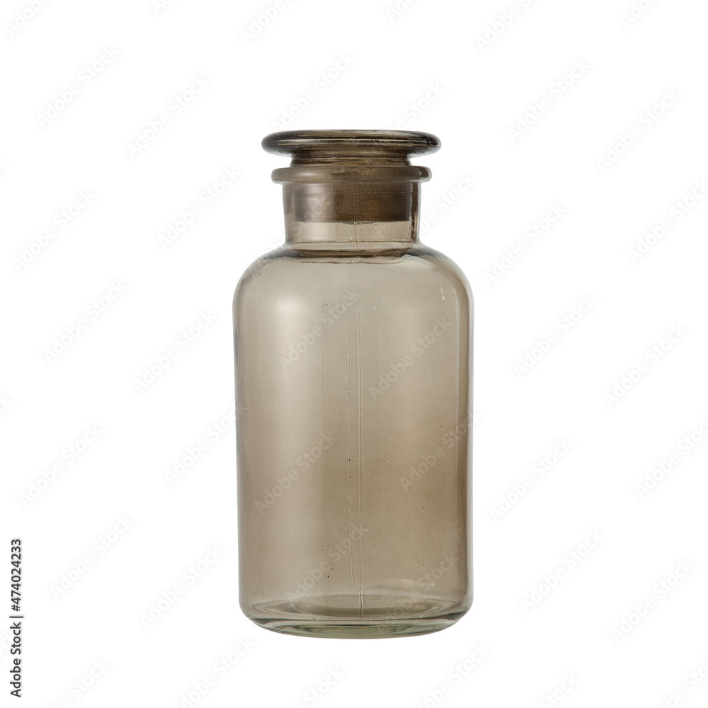 colored glass bottle with wide mouth and cap isolated white background colored glass bottle with wide mouth and cap isolated white background