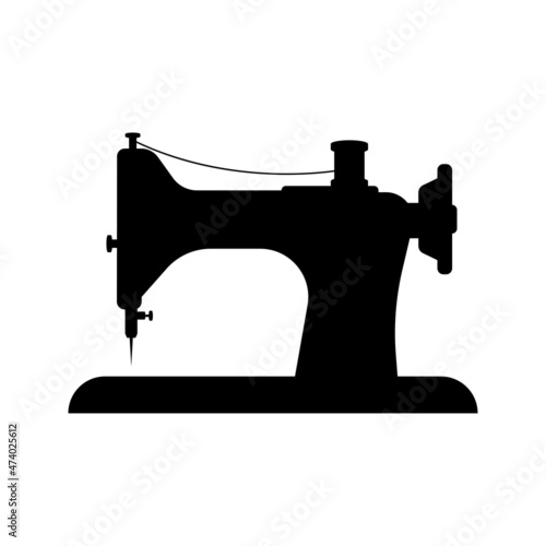 sewing machine silhouette isolated on white background