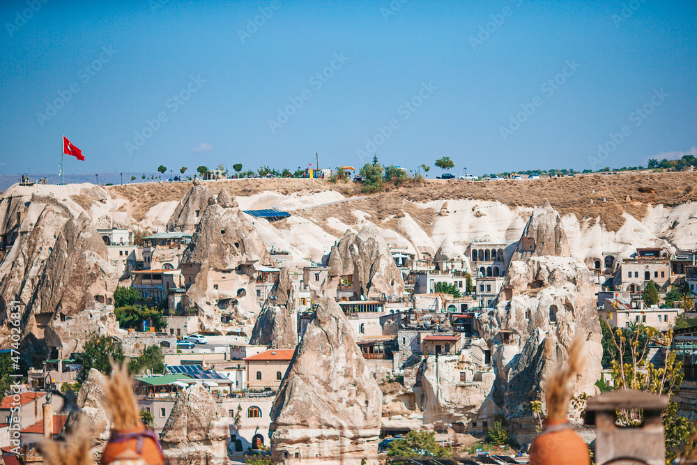 Cappadocia underground city inside the rocks, the old city of stone pillars.