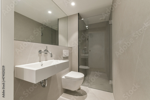 Wallpaper Mural Interior of bathroom with ceramic sink and toilet bowl Torontodigital.ca