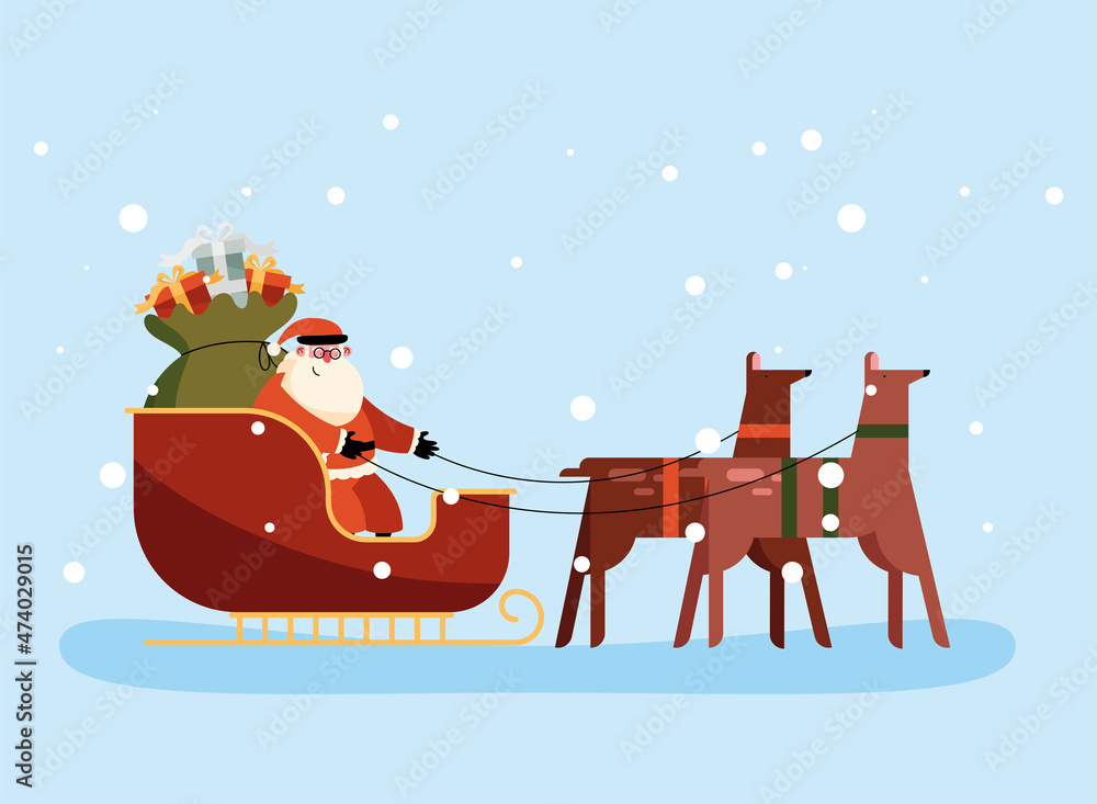 santa in reinder carriage
