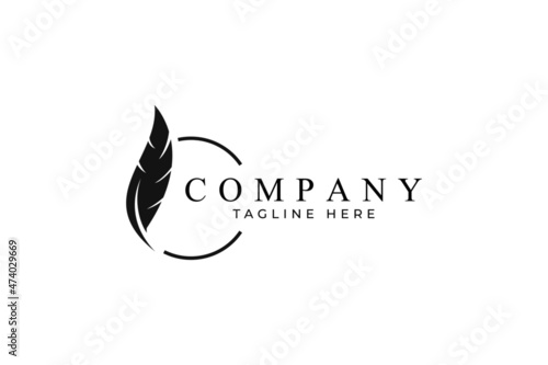 Feather logo design for a writer or publishers