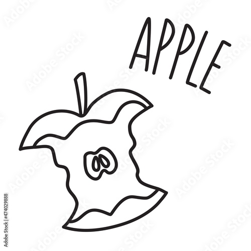 Apple hand drawn with thin line isolated on white background