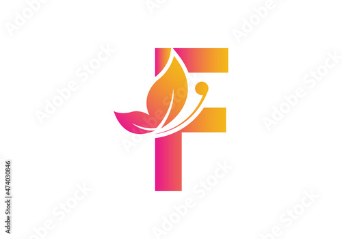 this is a creative letter F add butterfly icon design
