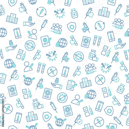 Medical elements seamless line pattern. Healthcare and medical concept in flat style.