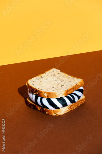 Sandwich wrap and with zebra filling photo