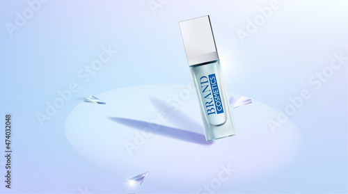 Minimal  Product cosmetic with Abstract background . sun clock .  Mockup 3D illustration . Realistic vector illustration .