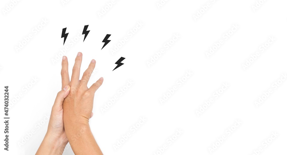 Tingling and numbness in hands of Asian man. Finger sensation problems