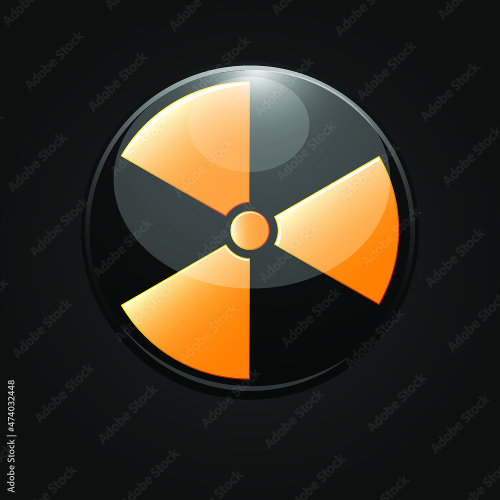 Nuclear radiation abstract symbol on a black background. Vector illustration Nuclear radiation abstract symbol on a black background. Vector illustration