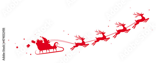 christmas Santa Claus with his sled and reindeer