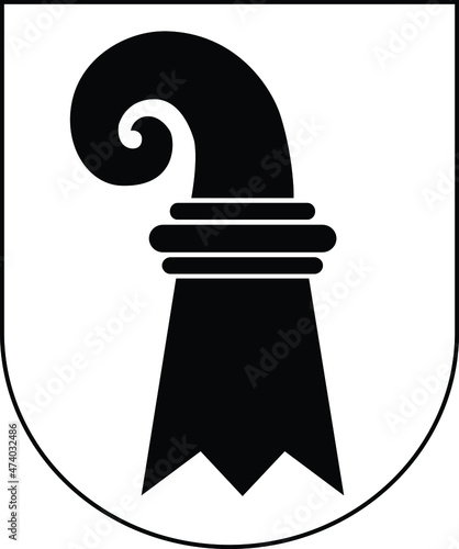 Official coat of arms vector illustration of the Swiss regional capital city of Basel, Switzerland