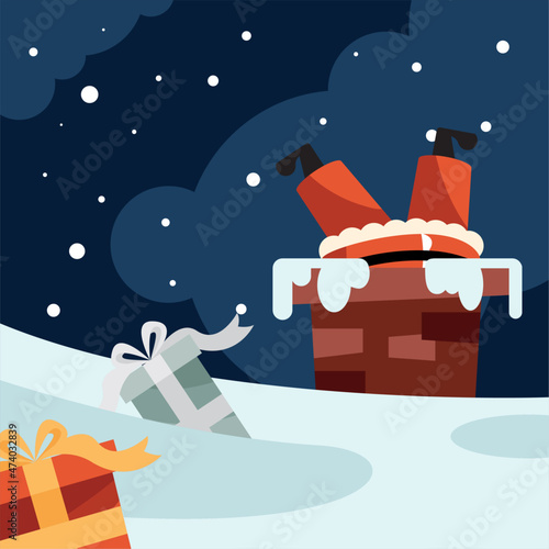 santa entering for chimney