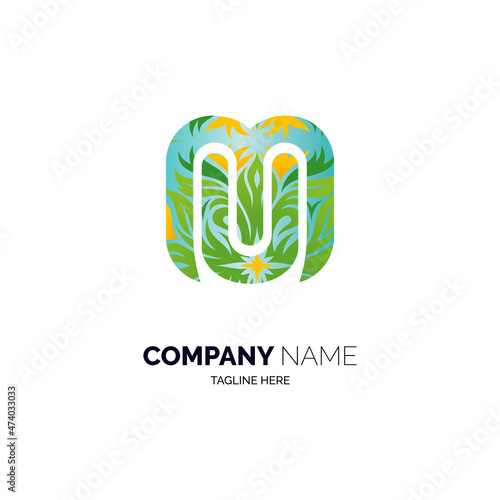 MU letter logo designs template for brand or company and other