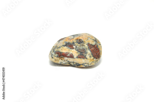 Natural mineral on white background close-up. Stone, beauty, macro, solid, precious, rare