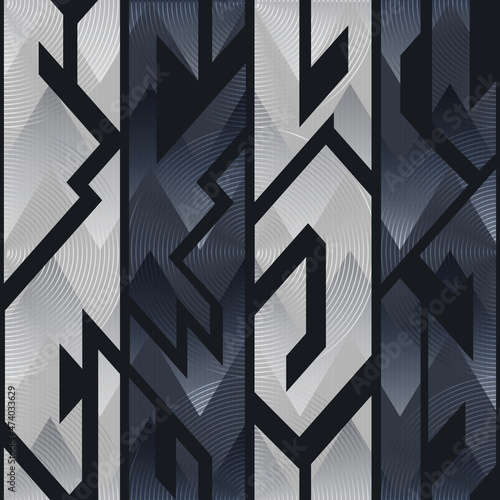 Technology gray color geometric seamless pattern.