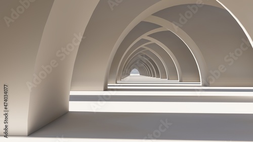 Architecture background arched interior 3d render