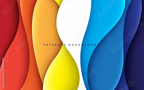 Colorful papercut background wavy dimension