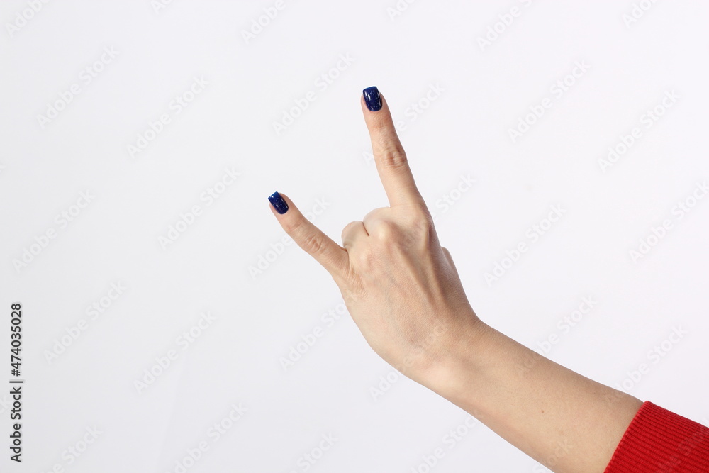 woman's hand on white background woman's hand on white background
