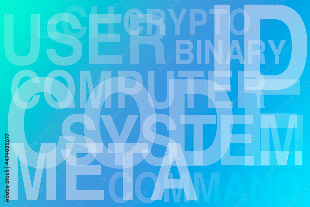 binary crypto computer code text words overlay futuristic high tech meta gradient background