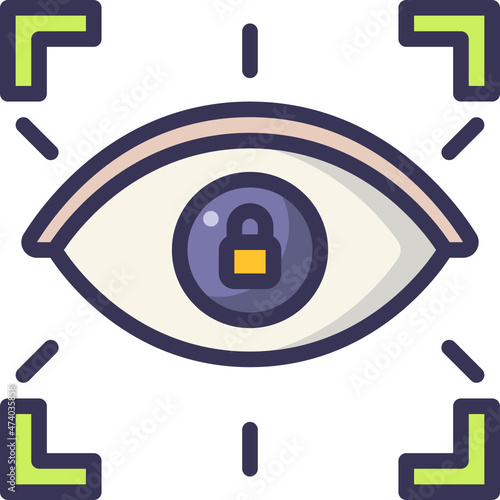 eye recognition line icon