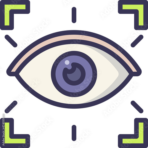 eye recognition line icon