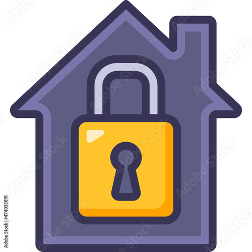 house and lock line icon