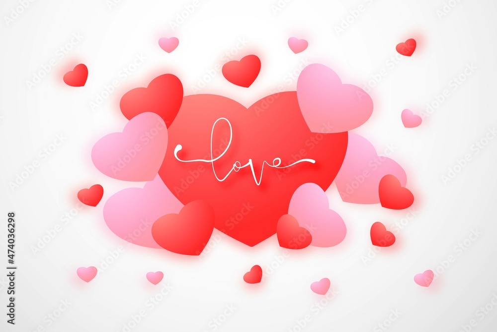 Lovely beautiful romantic hearts card background