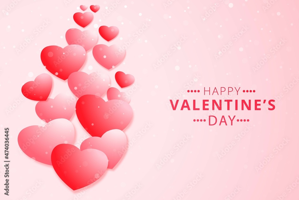 Happy valentines day lovely hearts creative card background illustration