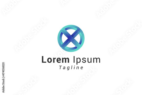 Letter X creative 3d circular blue colour logo