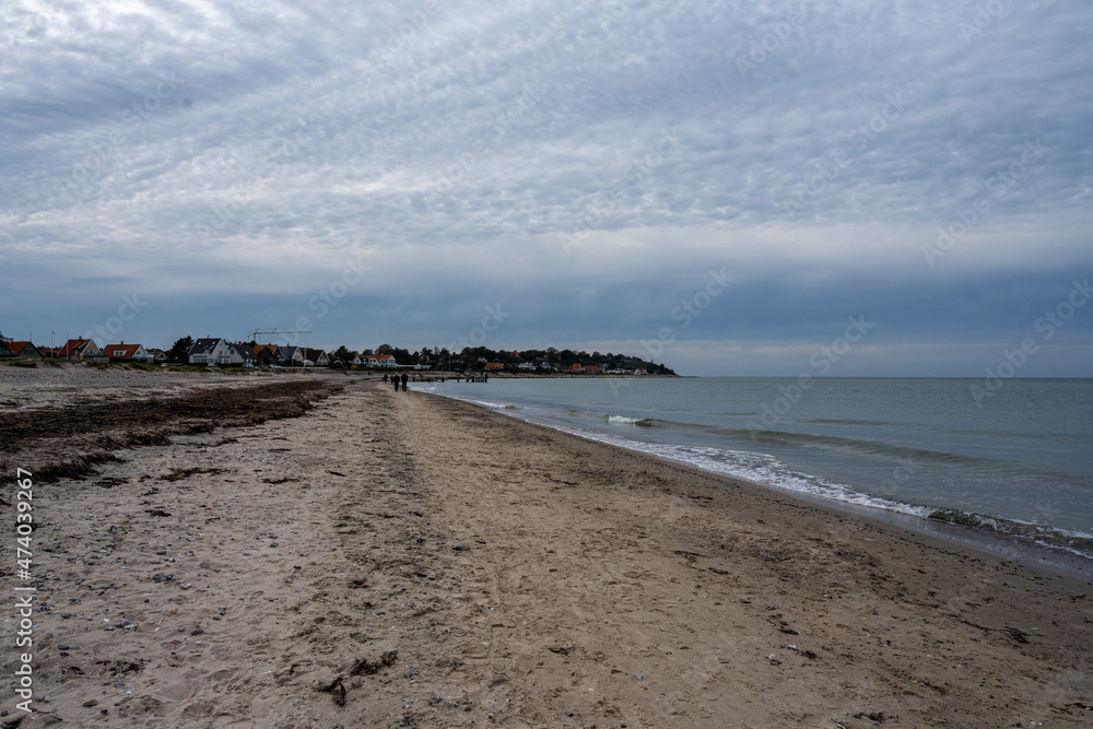 A beautiful dark winter sky over a beach. Picture from Gilleleje, Denmark