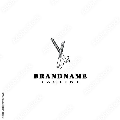 dandiya stick for indian holiday logo cartoon icon design template black isolated cute illustration