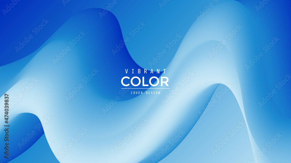 Blue fluid wave. Duotone geometric compositions with gradient 3d flow ...