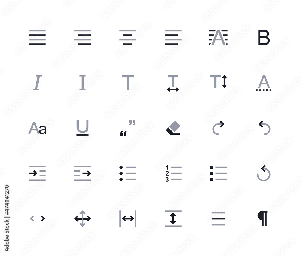Fotografija Editing and formatting icons set