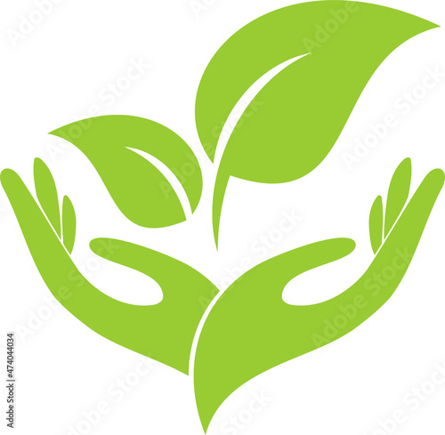 Zwei Hände und Blätter, Pflanze, Heilpraktiker, Gärtner, Logo