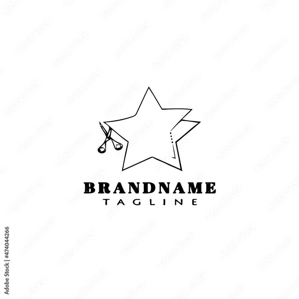 Obraz premium cutting logo cartoon icon design template black isolated vector style