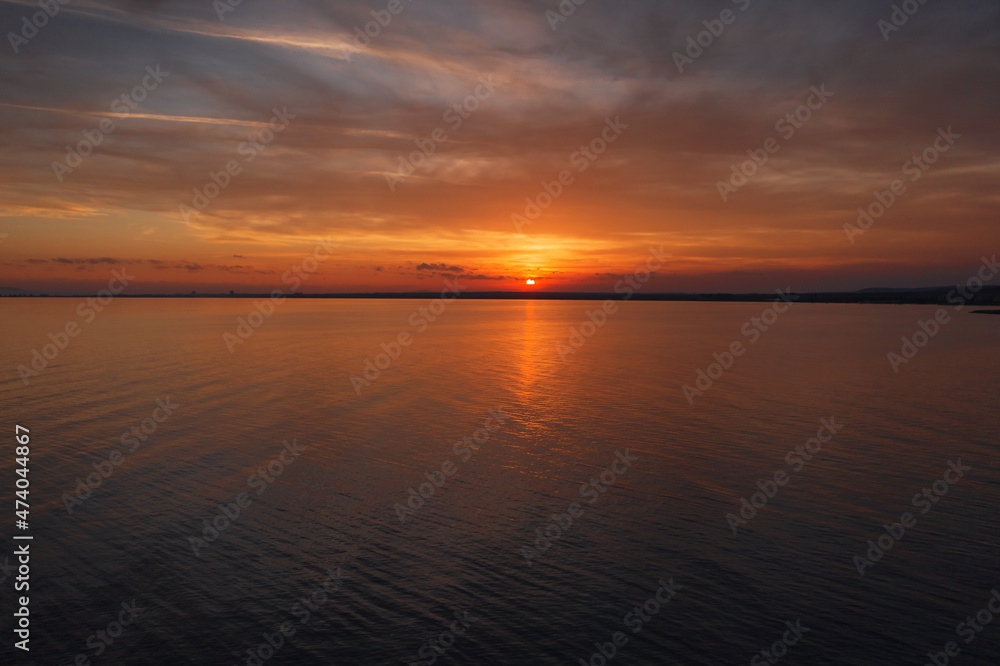 Aerial view of beautiful sunset over the sea Aerial view of beautiful sunset over the sea
