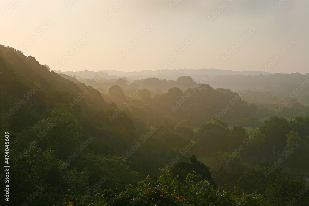 Φωτογραφία Early morning mist over Jeffrey's Wood and the Dee Valley, Vale of Llangollen, W