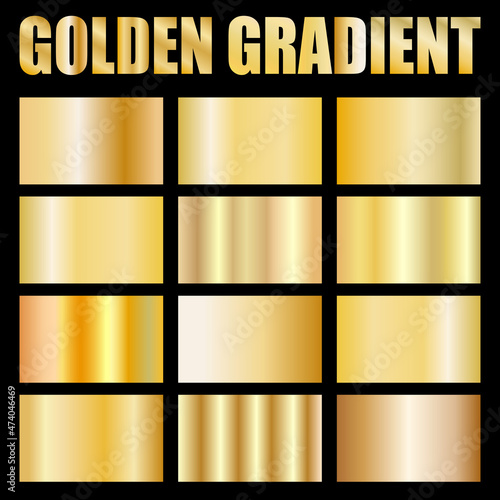 collection of golden gradients in vector image background swatches