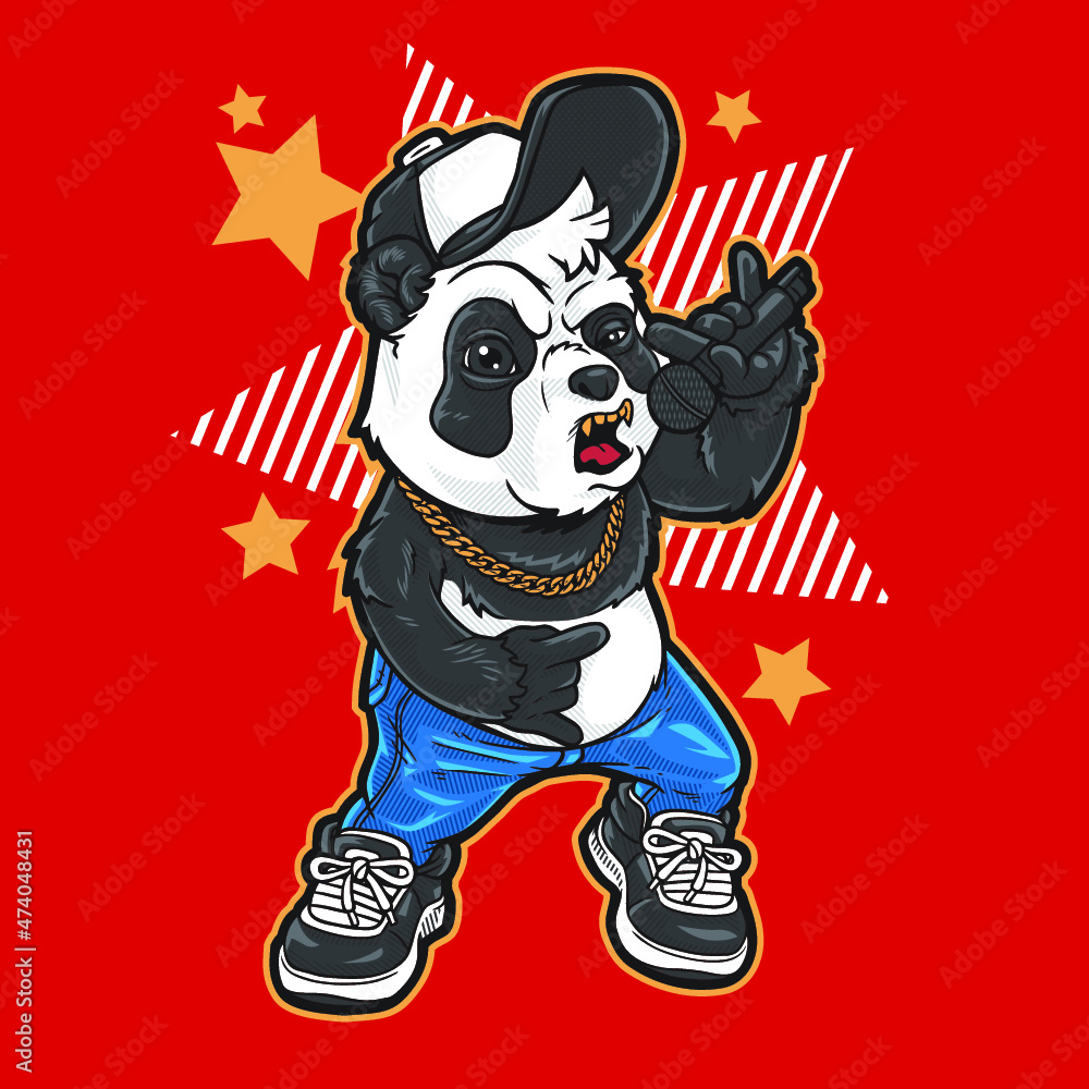 Panda rocker cartoon mascot character Panda rocker cartoon mascot character