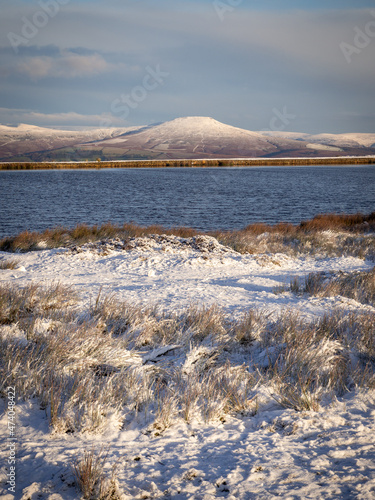 Winter Scene in the Brecon Beacons with snow covering the South Wales countryside