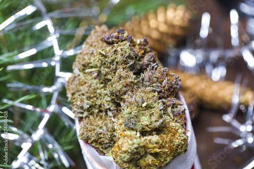 big cannabis cone christmas decoration
