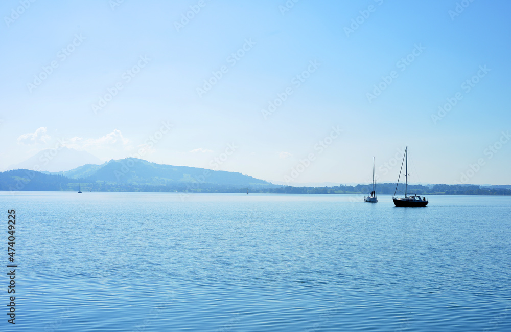 Sail boats at the Lake Zug, Switzerland