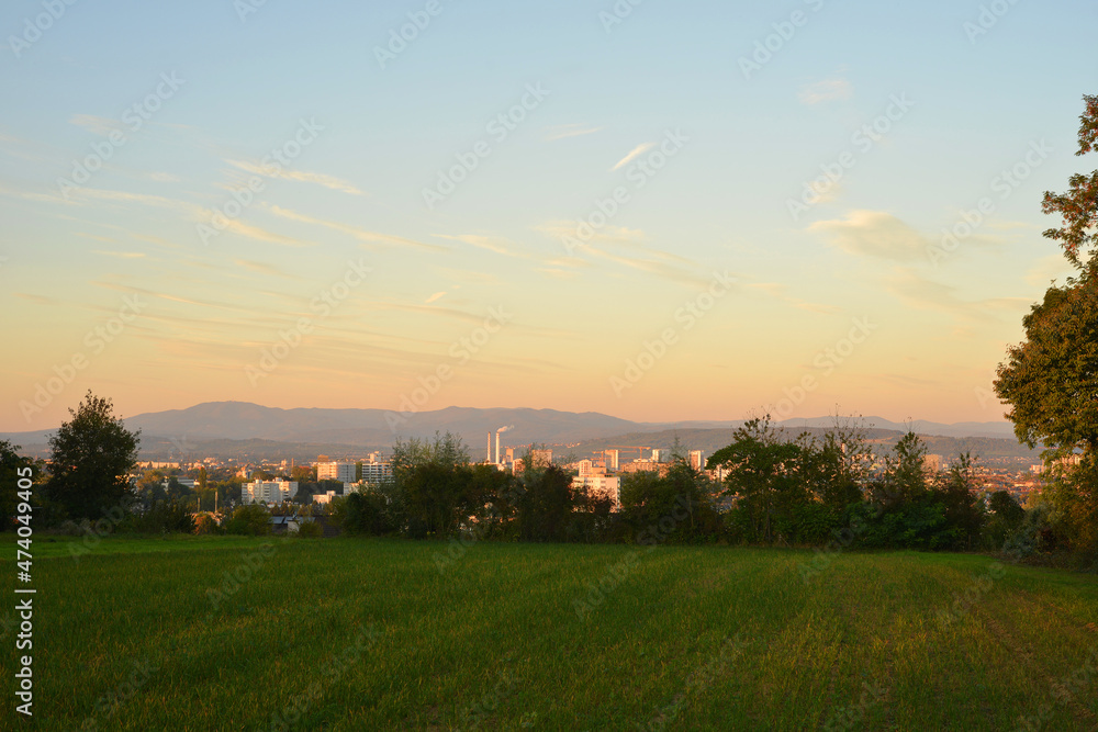 View from a field in the valley of Basel, Switzerland