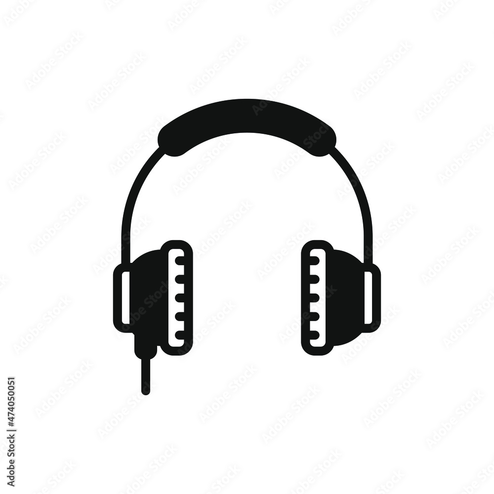 Fototapeta premium Headphone icon flat style isolated on white background. Vector