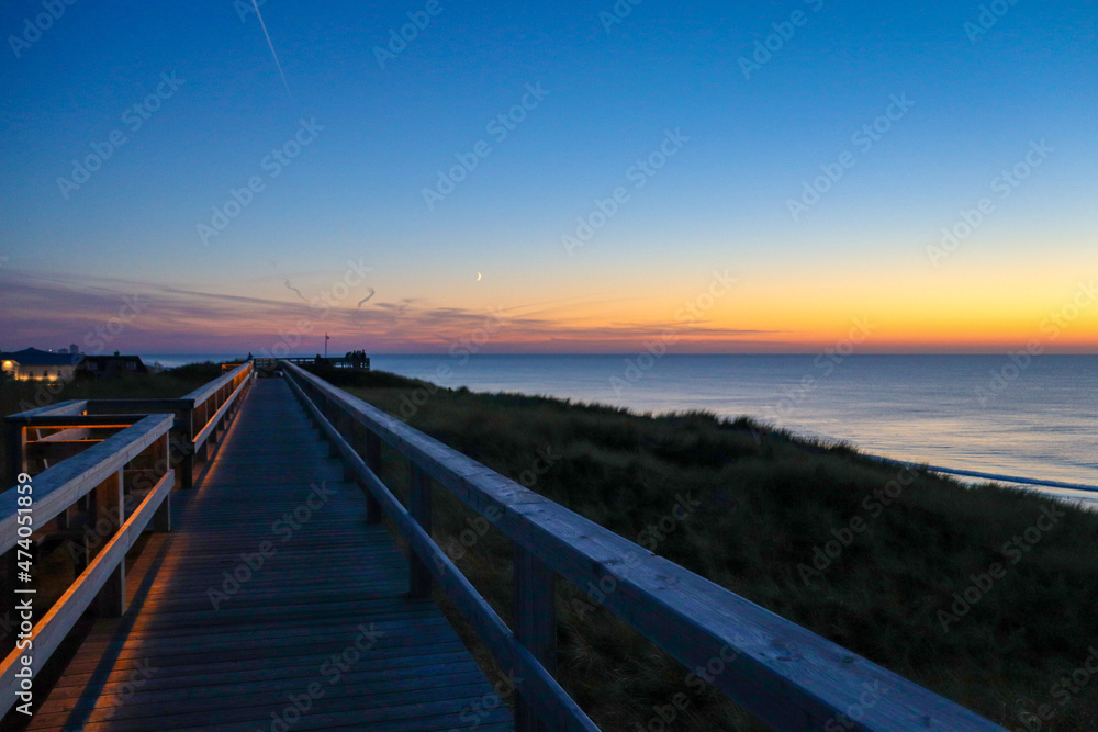 Wooden walkway through the dunes on Sylt