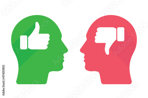 Two men heads with thumb hands on white background for website, application, printing, document, poster design, etc. vector EPS10