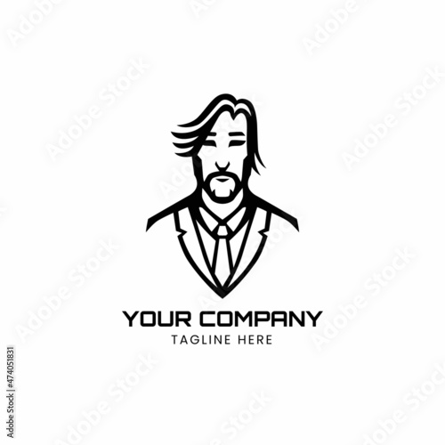 Businessman with mustache logo design © coretancreative