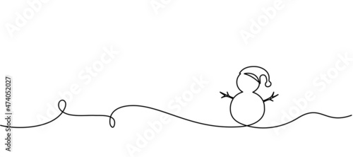 Merry Christmas decoration. Wavy line with snowman