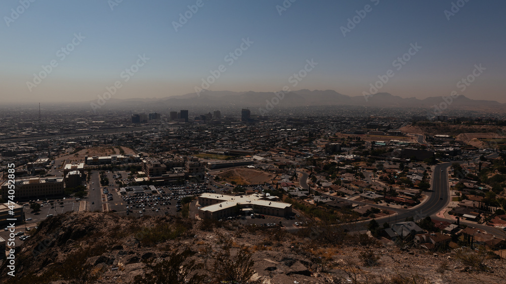 view of El Paso and Ciudad Juarez. Texas