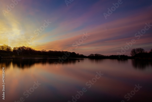 Sunrise at Fairlands Valley Park in Stevenage  Hertfordshire  UK